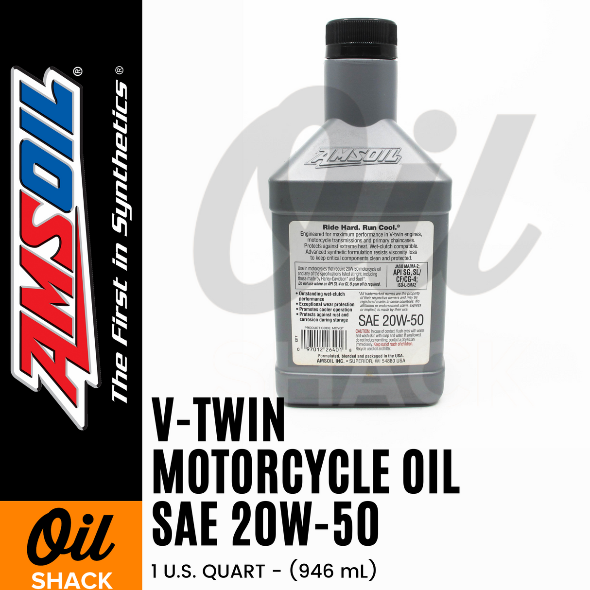 AMSOIL 20W50 V-TWIN ENGINE OIL FULLY SYNTHETIC (1 QUART)