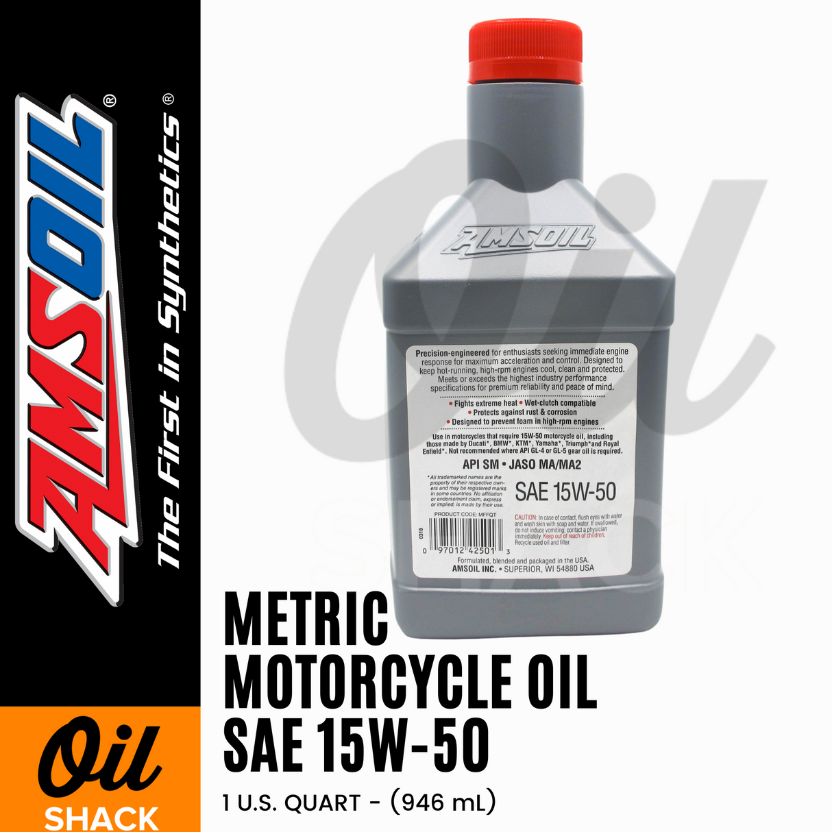 AMSOIL 15W50 METRIC ENGINE OIL FULLY SYNTHETIC (1 QUART)