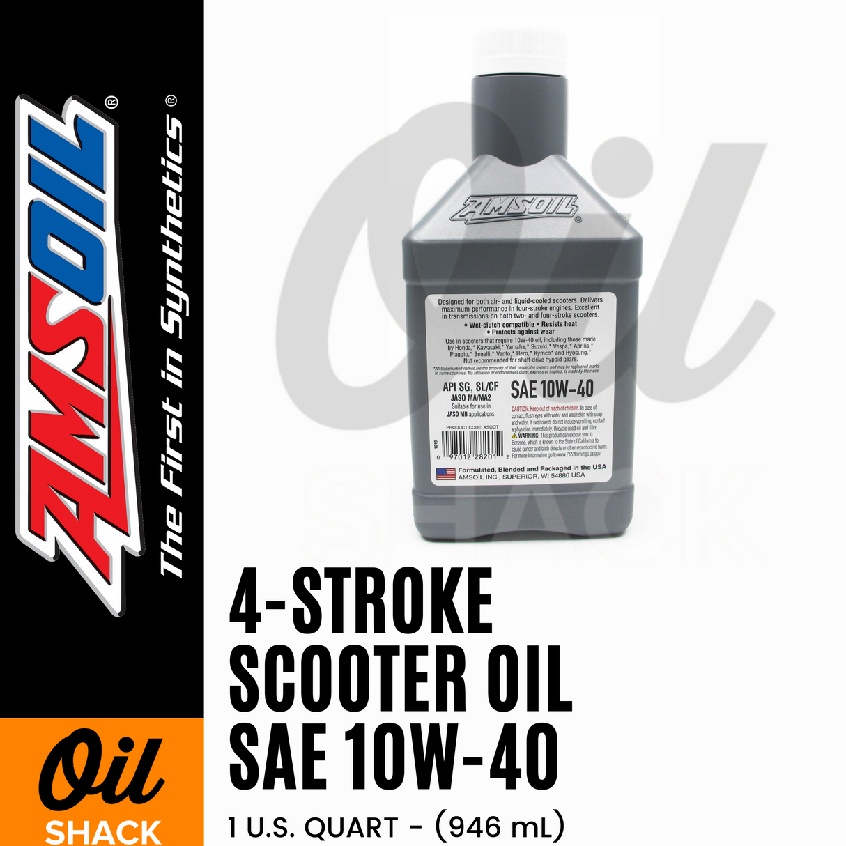 AMSOIL 10W40 SCOOTER ENGINE OIL FULLY SYNTHETIC (1 QUART)