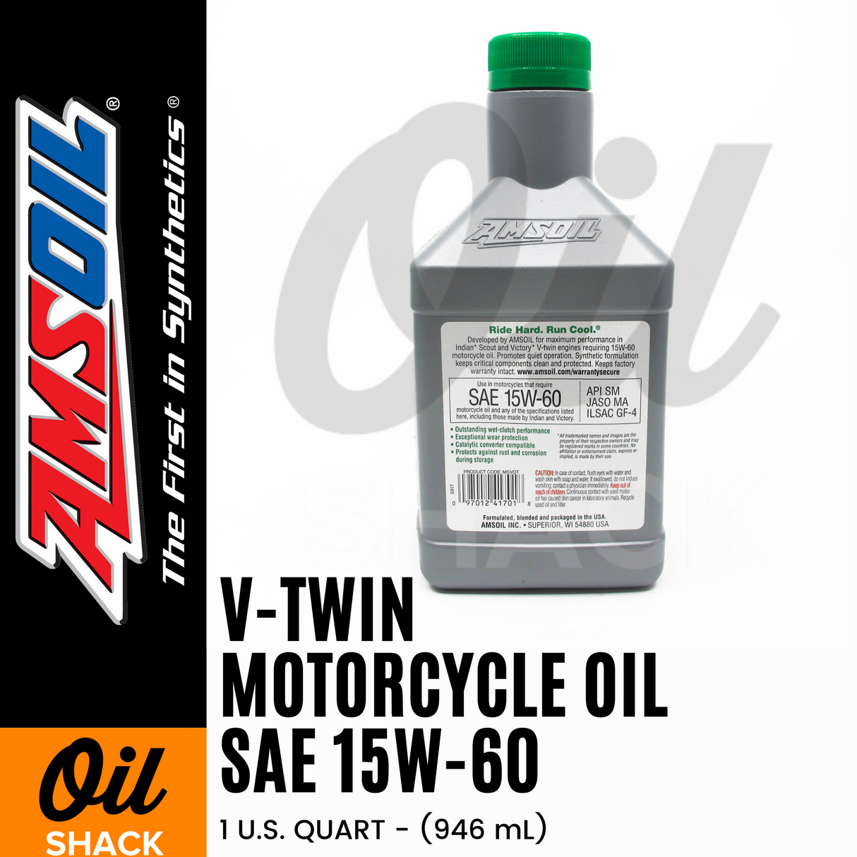 AMSOIL 15W60 V-TWIN ENGINE OIL FULLY SYNTHETIC (1 QUART)