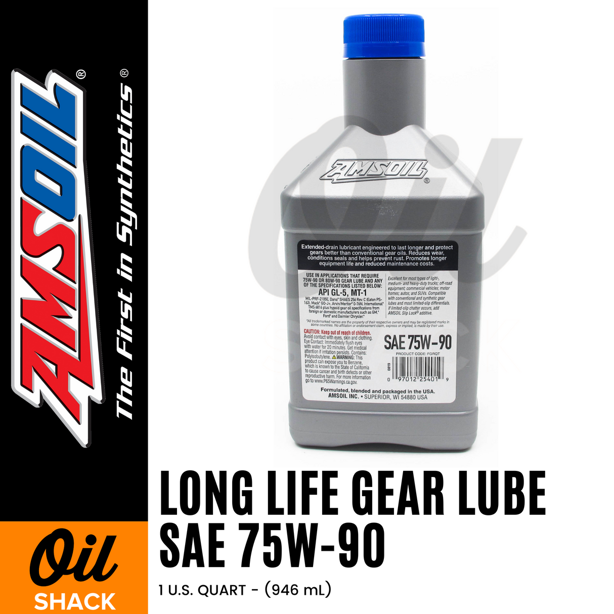 AMSOIL 75W90 LONG LIFE GEAR LUBE FULLY SYNTHETIC (1 QUART)