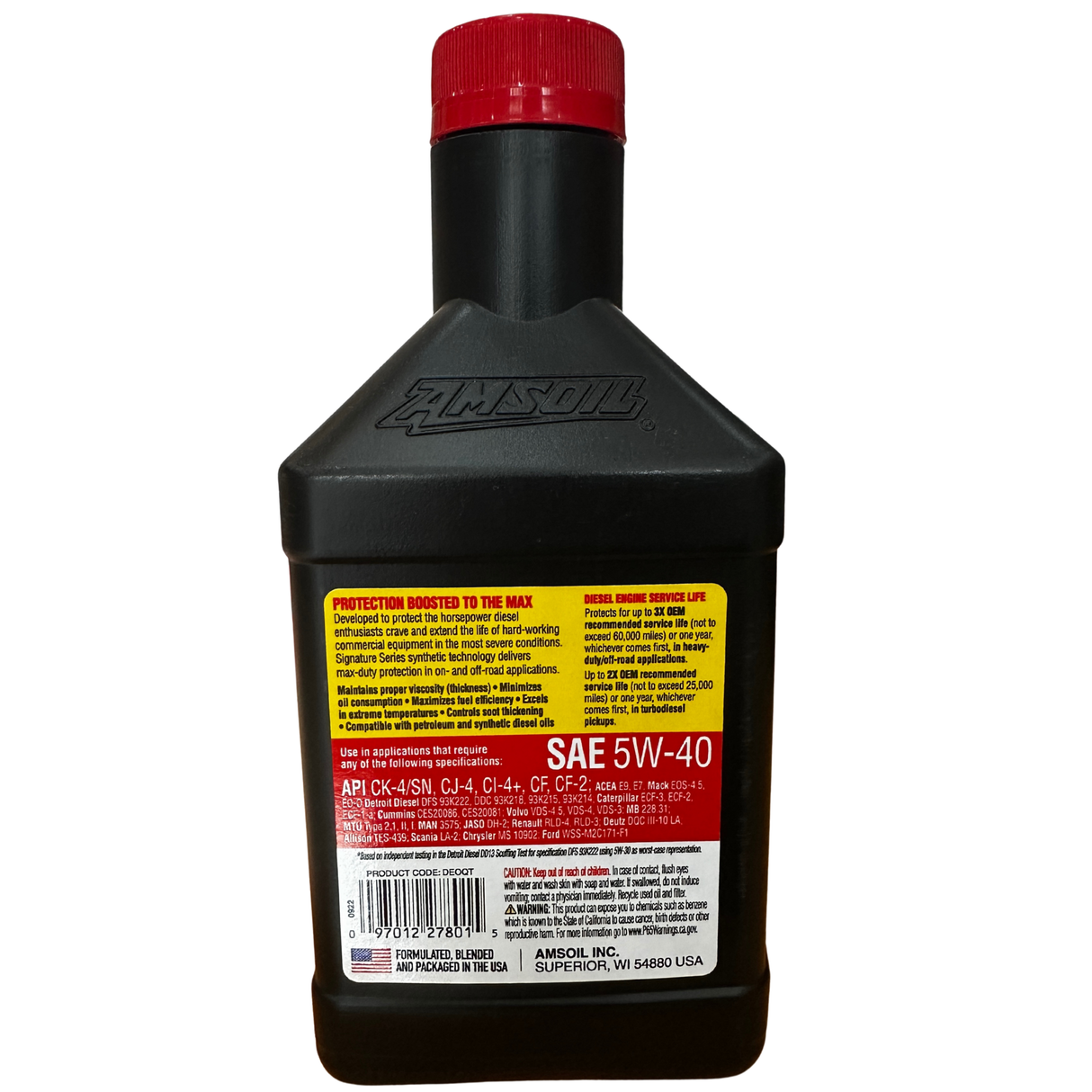 AMSOIL Signature Series Max-Duty 5W-40 Fully Synthetic Diesel Engine Oil (DEO)