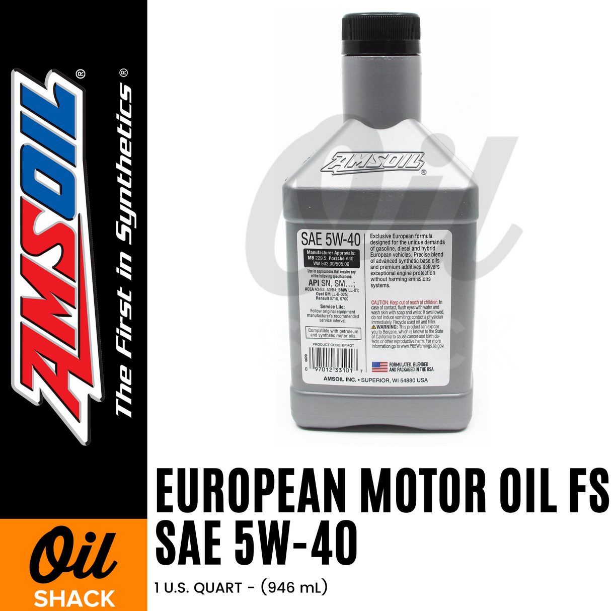 AMSOIL SAE 5W40 FS Synthetic European Motor Oil | 1 QUART