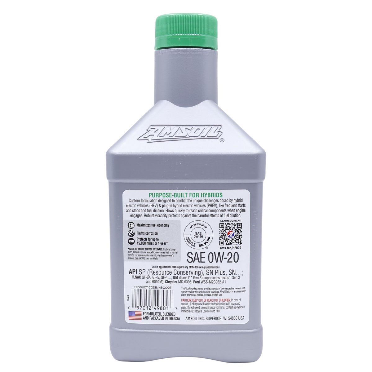 AMSOIL 0W-20 Hybrid Series Fully Synthetic Engine Oil (HE020)