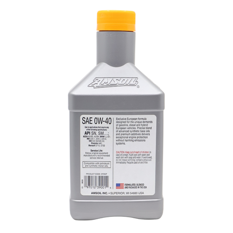 AMSOIL 0W-40 FS European Formula Fully Synthetic Engine Oil (EFO)