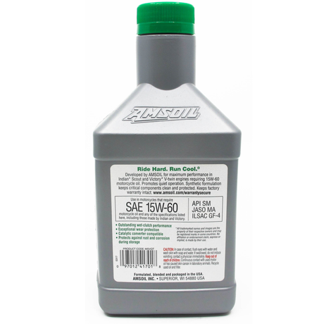 AMSOIL 15W-60 V-Twin Fully Synthetic Engine Oil