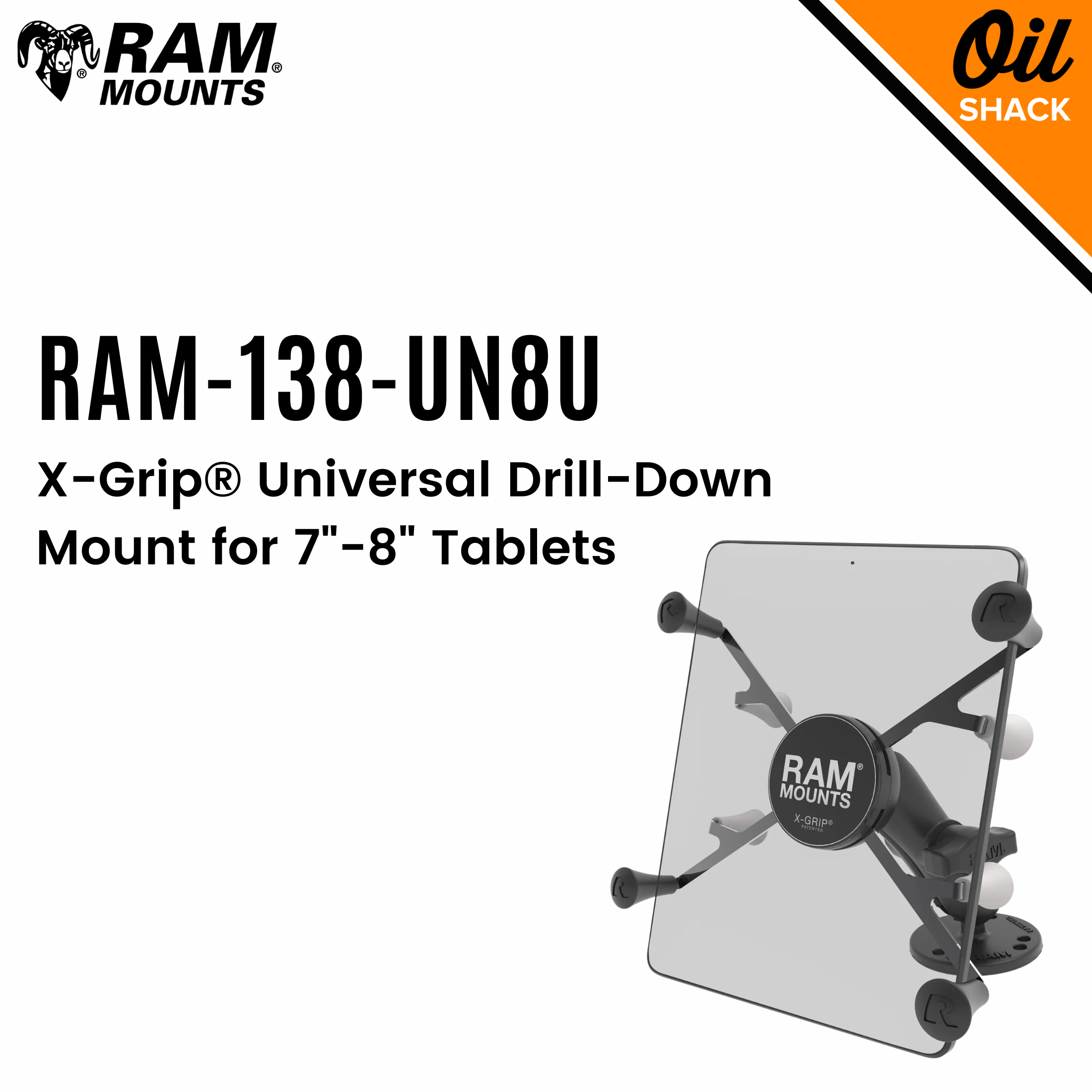 RAM X-Grip Supporto per tablet 12″-13″ con base universale No-Drill Ram