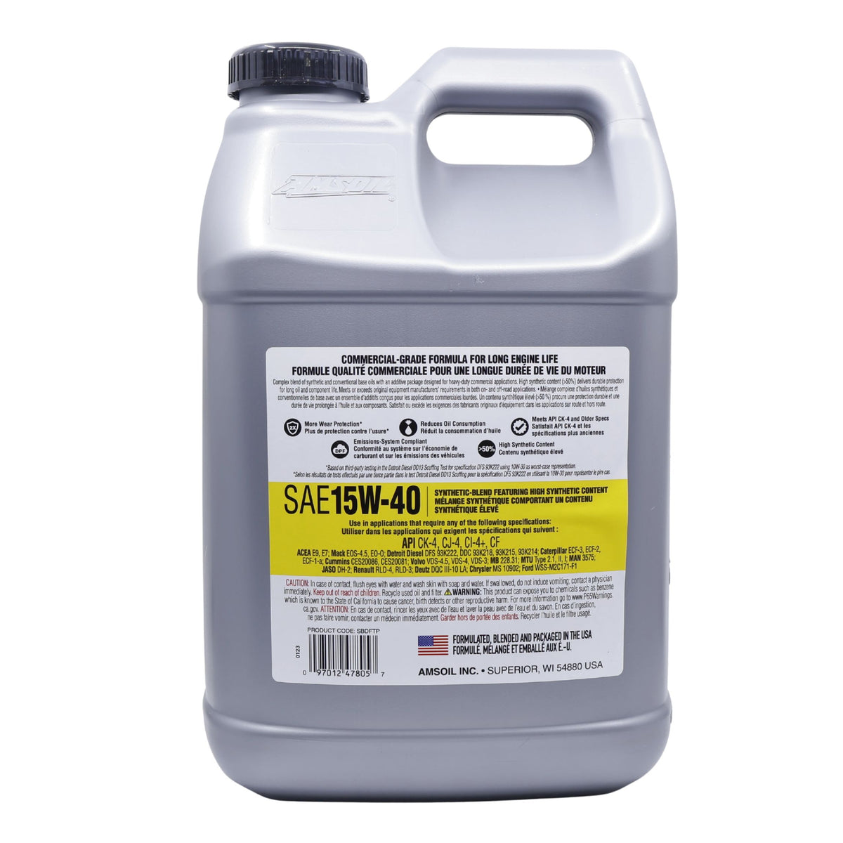 AMSOIL 15W-40 Commercial-Grade Diesel Oil Synthetic-Blend Engine Oil (SBDF)