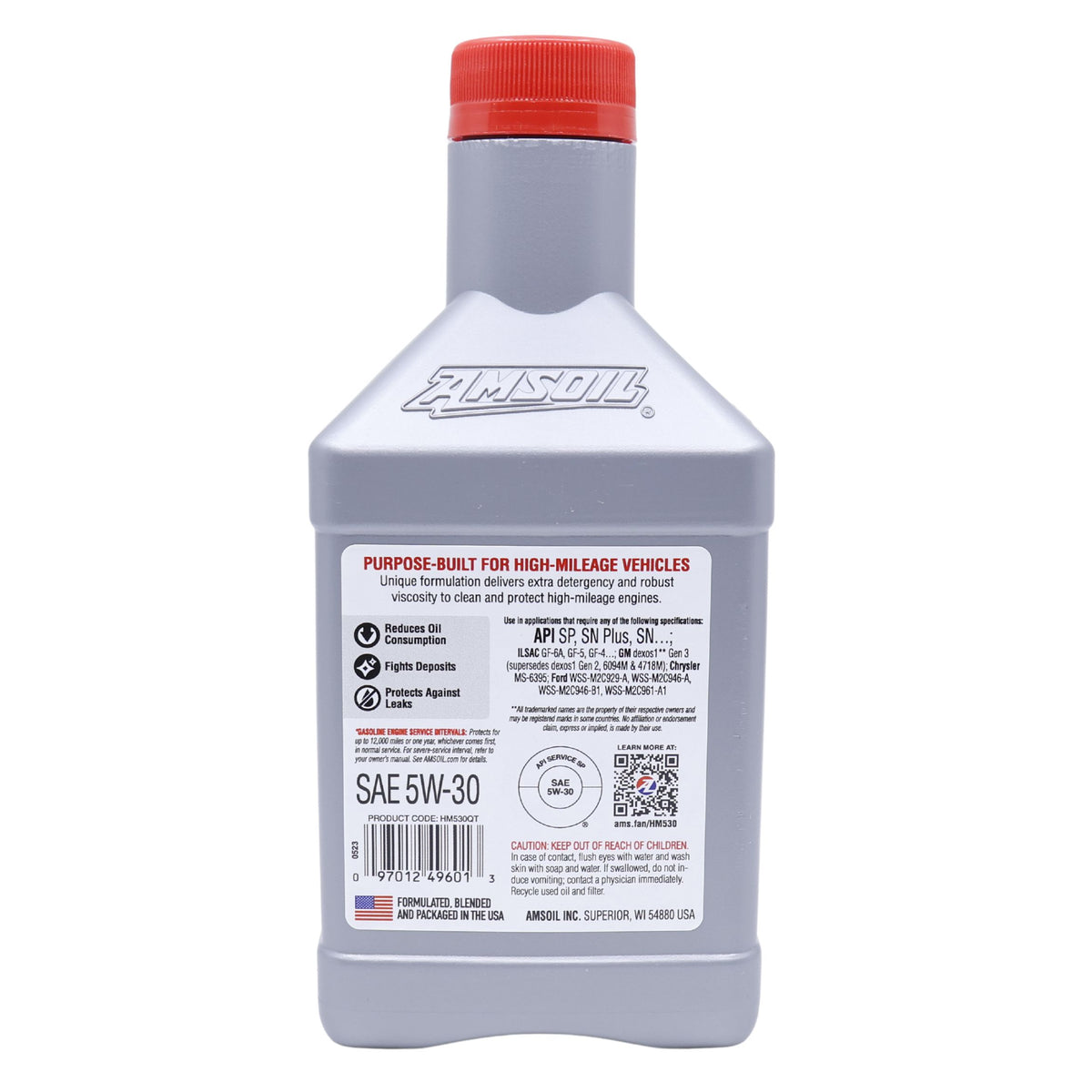 AMSOIL 5W-30 High-Mileage Fully Synthetic Engine Oil (HM530)